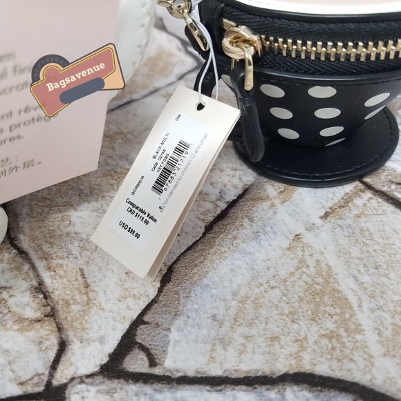 Teapot Polka Dot White Crossbody & Key Fob Key Chain Coin Purse Set Kate Spade - Picture 15 of 15